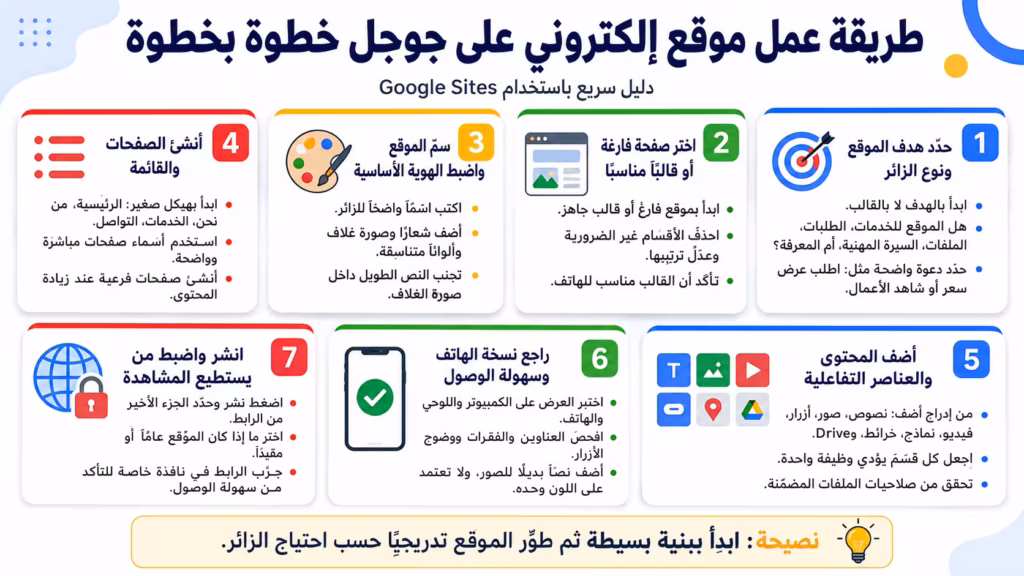 طريقة عمل موقع الكتروني على جوجل خطوة بخطوة