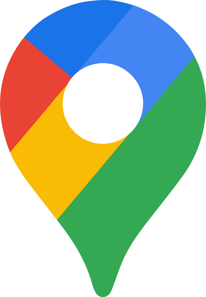 شعار Google Maps خدمة خرائط المواقع بالألوان الأحمر والأصفر والأزرق والأخضر