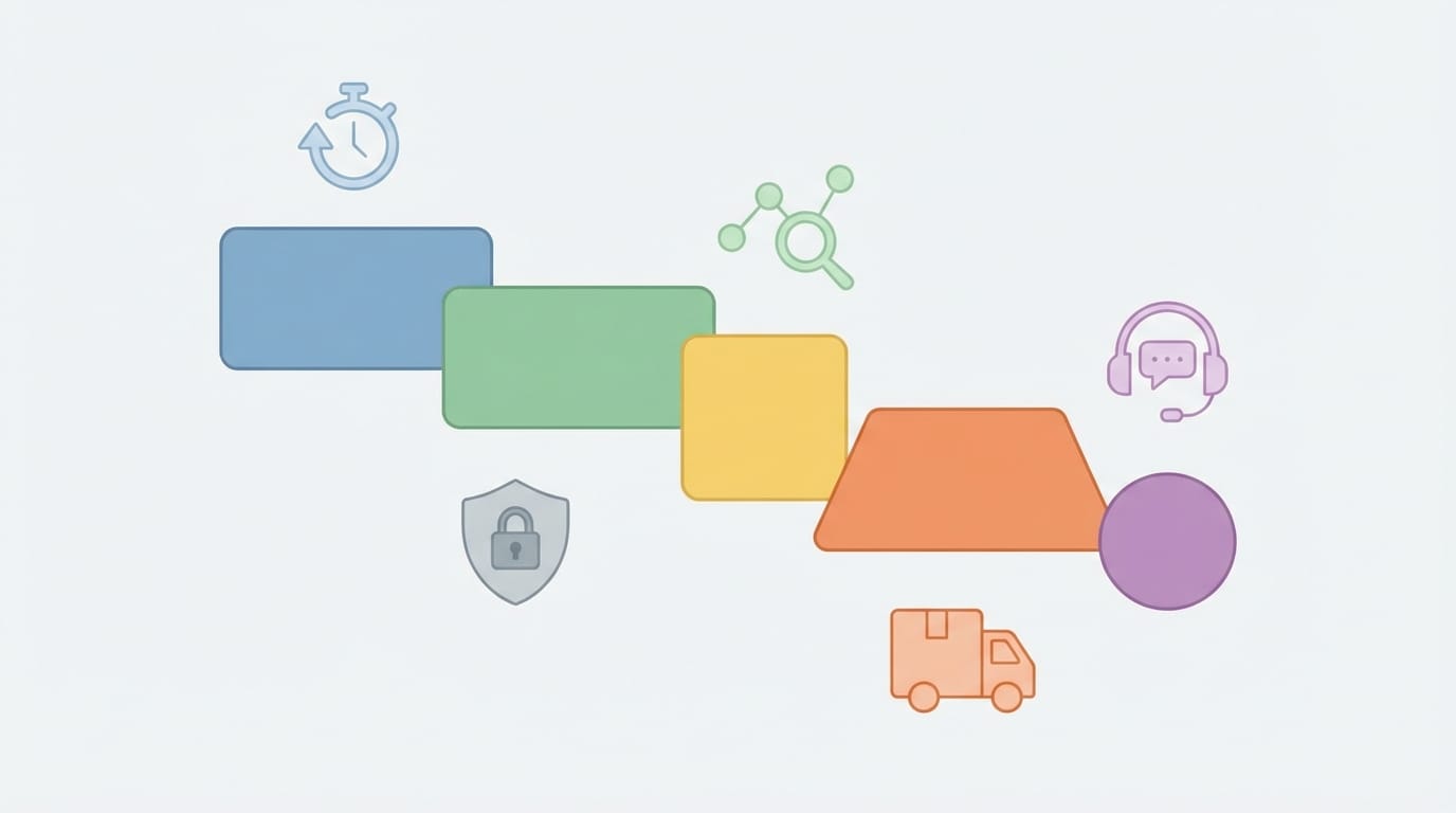 رسم يوضح مراحل رحلة الشراء ونقاط التأثير على النمو والتحويل