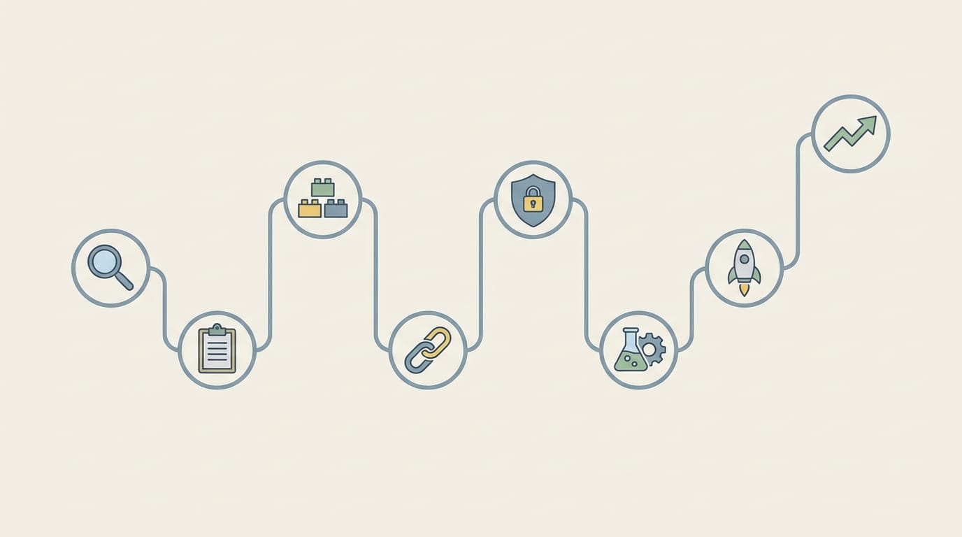 خارطة طريق مبسطة لخطوات تنفيذ متجر إلكتروني من التخطيط حتى الإطلاق والتحسين