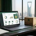 مشهد أعمال احترافي يوضح جاهزية متجر إلكتروني في السعودية من حيث الامتثال والتشغيل والدفع والشحن